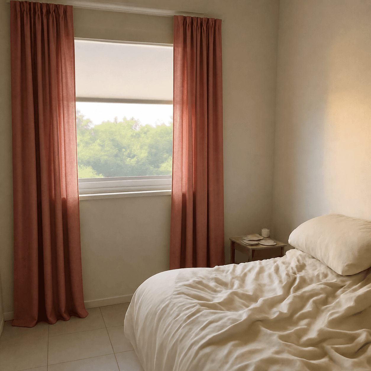 Curtains in a bedroom window