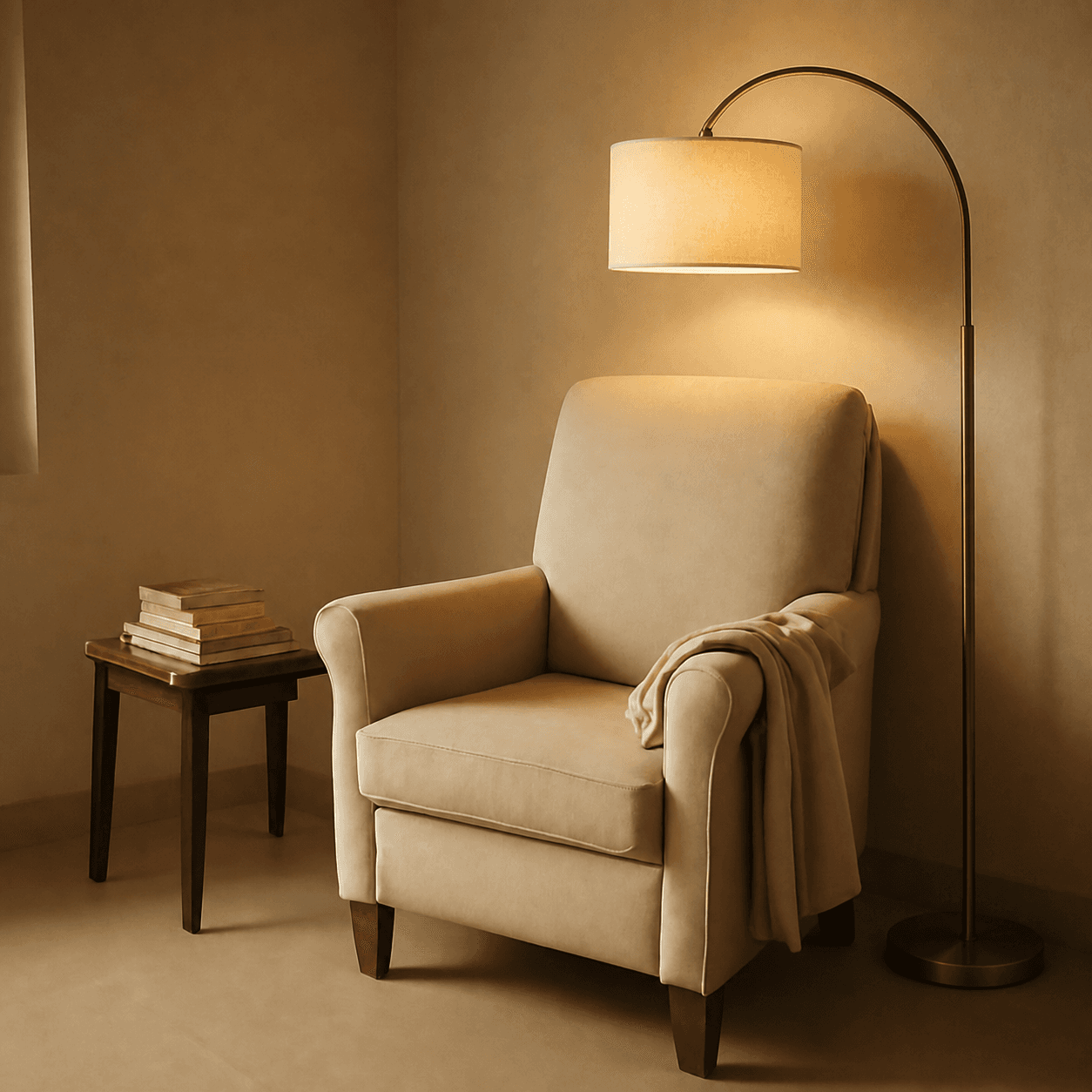 Floor lamp in a reading nook
