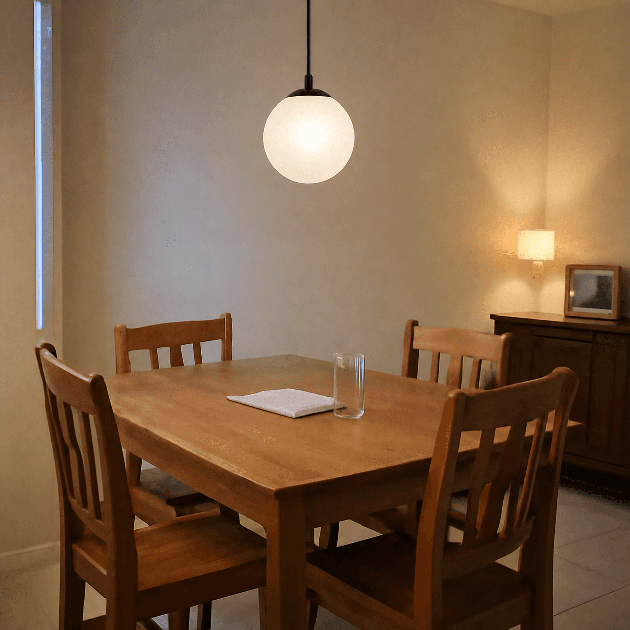 Pendant lamp over the dining table