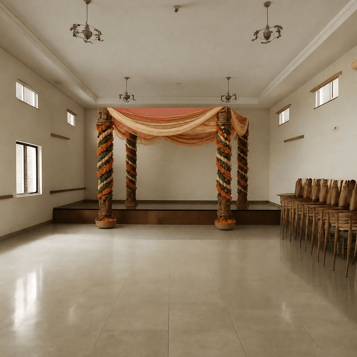 Wedding mandap in the function hall